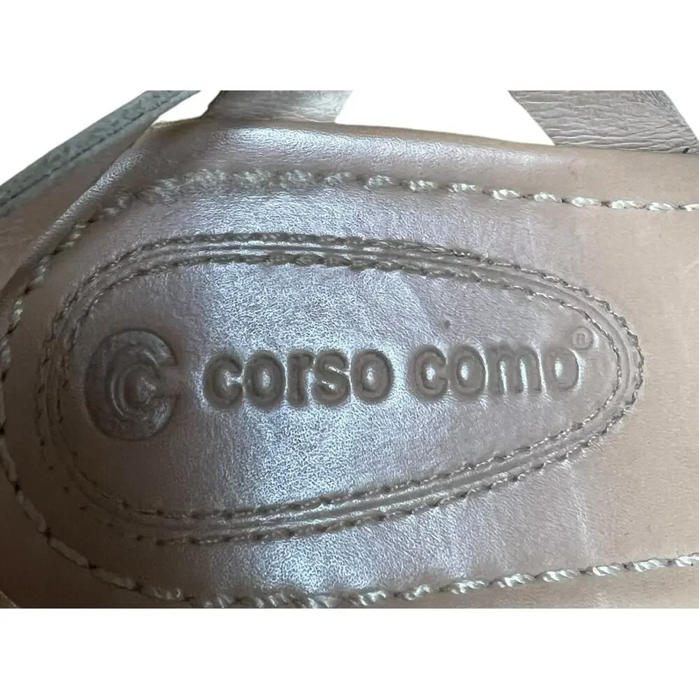 Corso Como Women's Cape Wedge Size 8 Sandal Leather Ankle Strap Espadrille